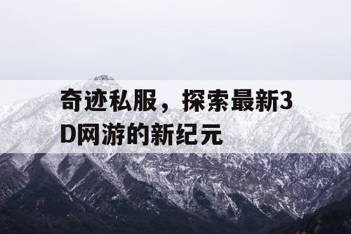 奇迹私服，探索最新3D网游的新纪元