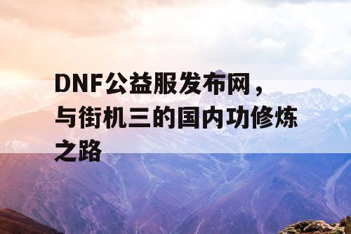 DNF公益服发布网，与街机三的国内功修炼之路