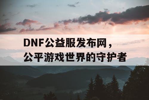 DNF公益服发布网，公平游戏世界的守护者