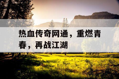 热血传奇网通，重燃青春，再战江湖