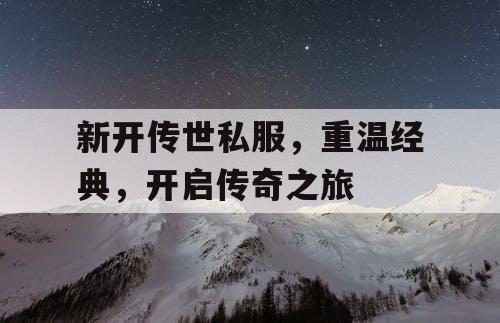 新开传世私服，重温经典，开启传奇之旅