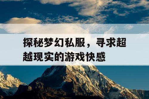 探秘梦幻私服，寻求超越现实的游戏快感