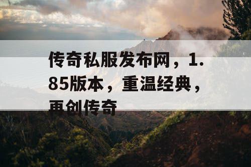 传奇私服发布网，1.85版本，重温经典，再创传奇