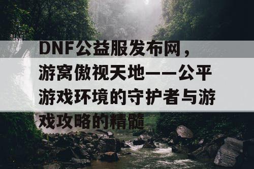 DNF公益服发布网，游窝傲视天地——公平游戏环境的守护者与游戏攻略的精髓