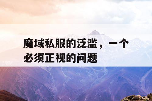 魔域私服的泛滥，一个必须正视的问题