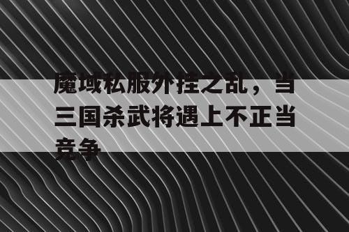 魔域私服外挂之乱，当三国杀武将遇上不正当竞争