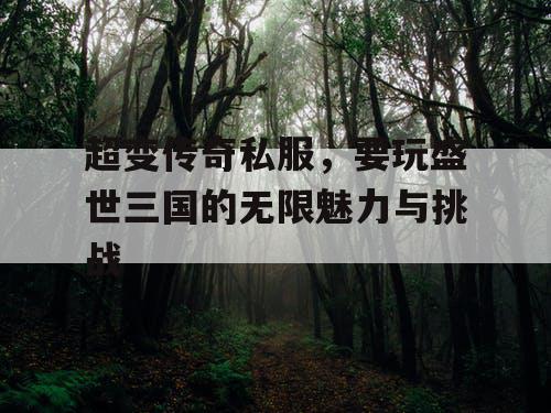 超变传奇私服，要玩盛世三国的无限魅力与挑战