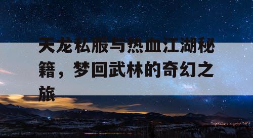 天龙私服与热血江湖秘籍，梦回武林的奇幻之旅