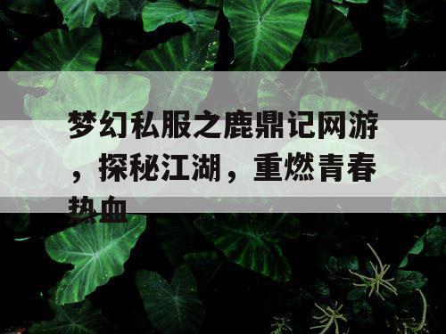 梦幻私服之鹿鼎记网游,探秘江湖,重燃青春热血 梦幻私服之鹿鼎记网游,探秘江湖,重燃青春热血