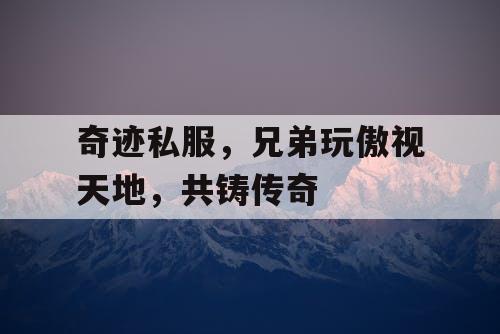 奇迹私服，兄弟玩傲视天地，共铸传奇