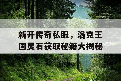 新开传奇私服，洛克王国灵石获取秘籍大揭秘