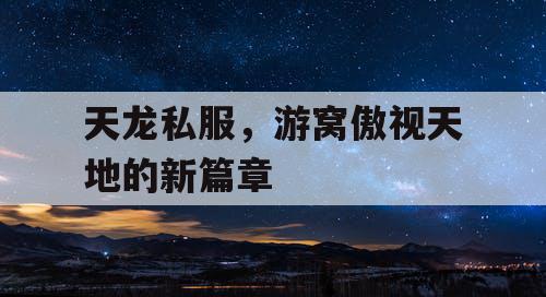 天龙私服，游窝傲视天地的新篇章