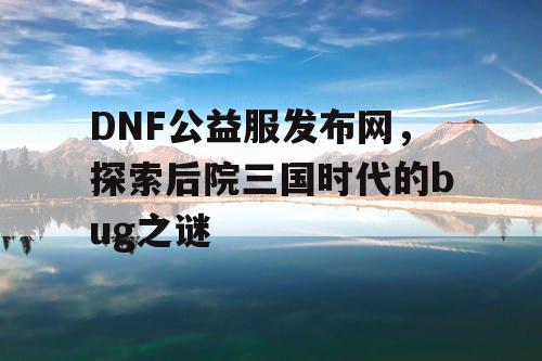 DNF公益服发布网，探索后院三国时代的bug之谜
