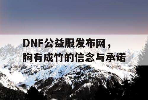 DNF公益服发布网，胸有成竹的信念与承诺