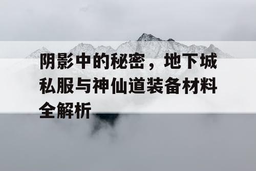 阴影中的秘密，地下城私服与神仙道装备材料全解析