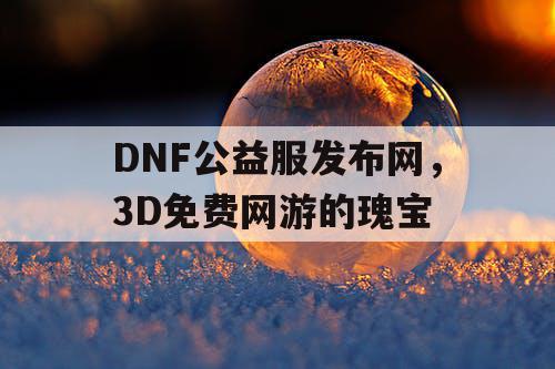 DNF公益服发布网，3D免费网游的瑰宝