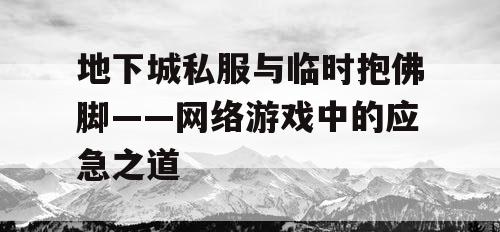 地下城私服与临时抱佛脚——网络游戏中的应急之道