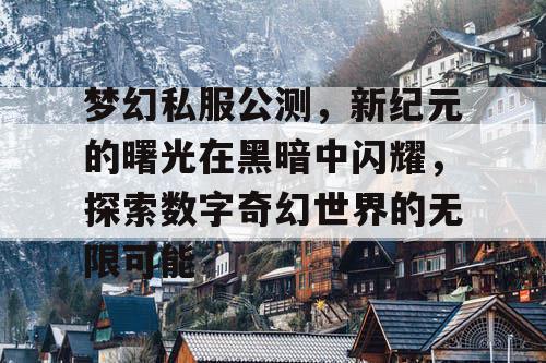 梦幻私服公测,新纪元的曙光在黑暗中闪耀,探索数字奇幻世界的无限可能 梦幻私服公测,新纪元的曙光在黑暗中闪耀,探索数字奇幻世界的无限可能