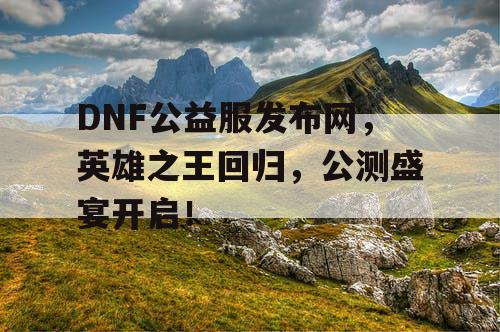 DNF公益服发布网，英雄之王回归，公测盛宴开启！