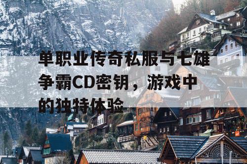 单职业传奇私服与七雄争霸CD密钥，游戏中的独特体验