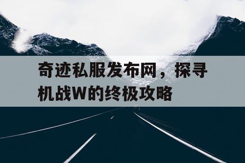 奇迹私服发布网，探寻机战W的终极攻略
