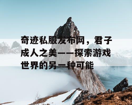 奇迹私服发布网，君子成人之美——探索游戏世界的另一种可能