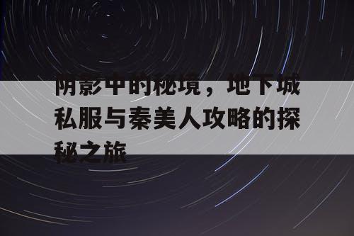 阴影中的秘境，地下城私服与秦美人攻略的探秘之旅