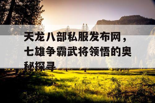天龙八部私服发布网，七雄争霸武将领悟的奥秘探寻
