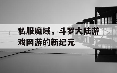 私服魔域，斗罗大陆游戏网游的新纪元