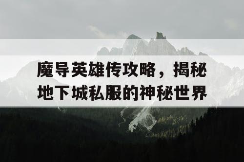魔导英雄传攻略，揭秘地下城私服的神秘世界