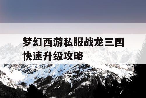 梦幻西游私服战龙三国快速升级攻略