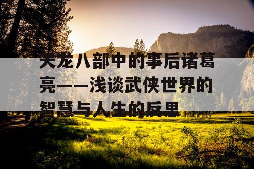 天龙八部中的事后诸葛亮——浅谈武侠世界的智慧与人生的反思
