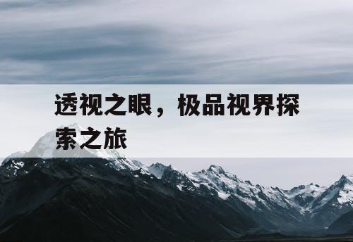透视之眼，极品视界探索之旅