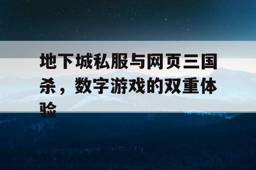 地下城私服与网页三国杀，数字游戏的双重体验