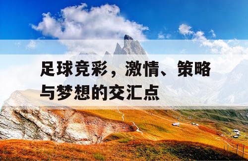 足球竞彩，激情、策略与梦想的交汇点