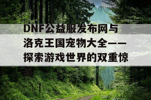 DNF公益服发布网与洛克王国宠物大全——探索游戏世界的双重惊喜