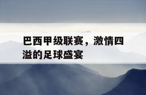 巴西甲级联赛,激情四溢的足球盛宴 巴西甲级联赛,激情四溢的足球盛宴