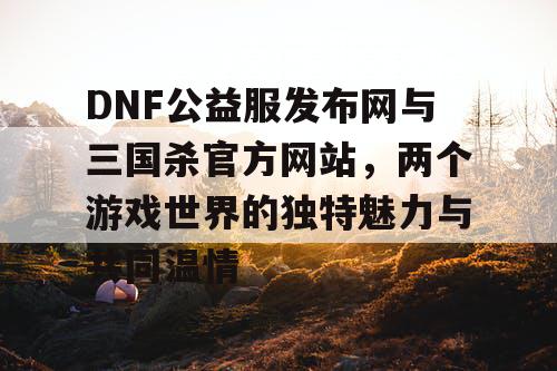 DNF公益服发布网与三国杀官方网站，两个游戏世界的独特魅力与共同温情