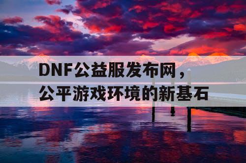DNF公益服发布网，公平游戏环境的新基石