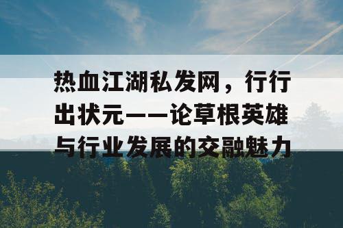 热血江湖私发网,行行出状元——论草根英雄与行业发展的交融魅力 热血江湖私发网,行行出状元——论草根英雄与行业发展的交融魅力