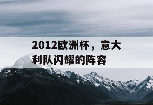 2012欧洲杯，意大利队闪耀的阵容