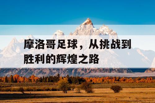 摩洛哥足球，从挑战到胜利的辉煌之路