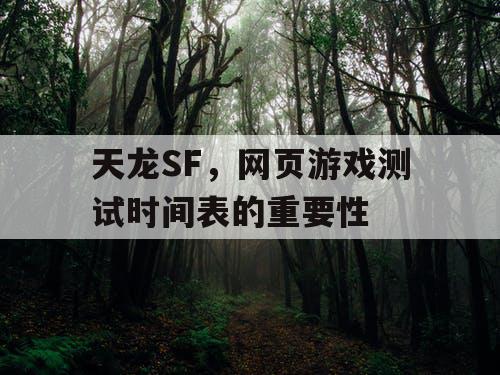 天龙SF，网页游戏测试时间表的重要性