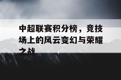 中超联赛积分榜，竞技场上的风云变幻与荣耀之战