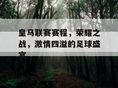 皇马联赛赛程，荣耀之战，激情四溢的足球盛宴