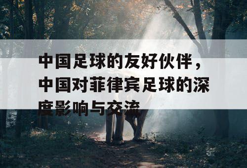 中国足球的友好伙伴，中国对菲律宾足球的深度影响与交流