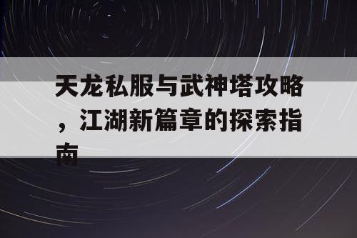 天龙私服与武神塔攻略，江湖新篇章的探索指南