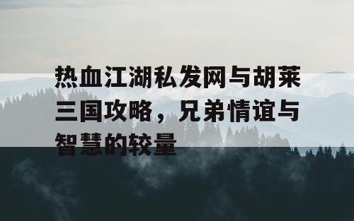 热血江湖私发网与胡莱三国攻略，兄弟情谊与智慧的较量
