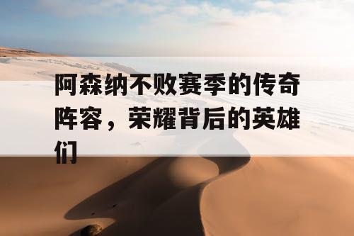 阿森纳不败赛季的传奇阵容，荣耀背后的英雄们