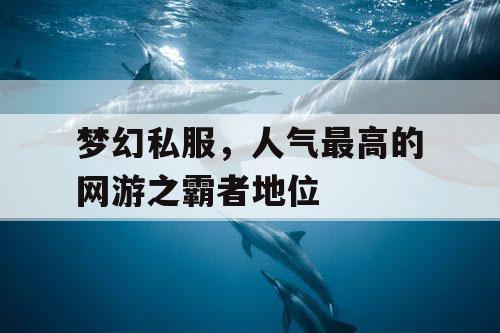 梦幻私服，人气最高的网游之霸者地位